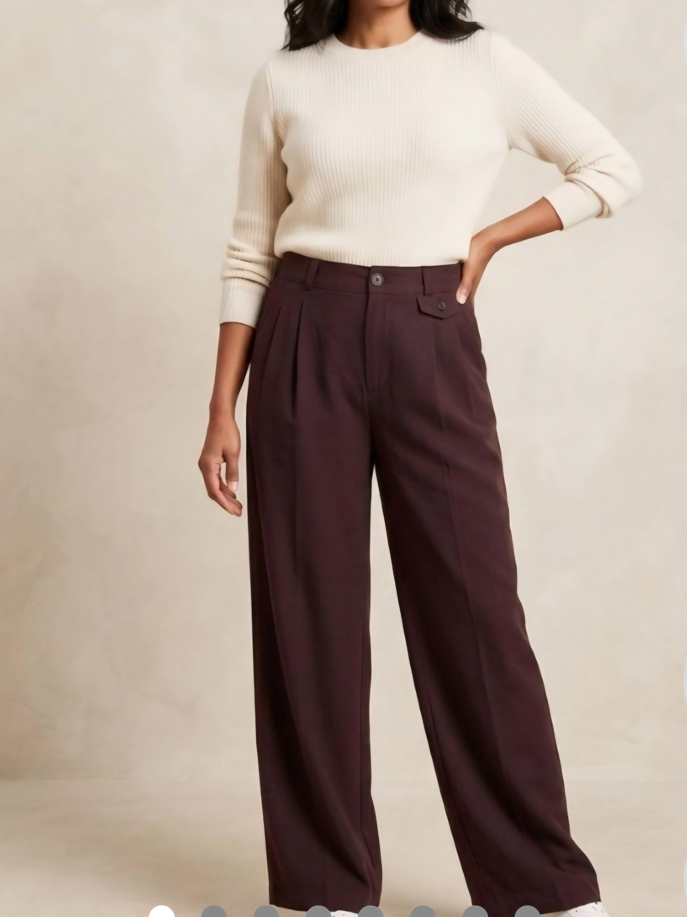 A New Day Wide-Leg High Rise Maroon Trousers